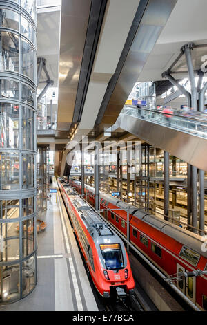 Interior of Hauptbahnhof or main railway station in Berlin Germany Stock Photo