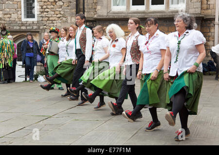 Morris Dancers at Lincoln Big Morris Festival 2014 - 06 September - Greenwood Step Clog performing Stock Photo