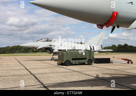 Two Eurofighters parked on the tarmac at Bigging Hill airport Stock Photo