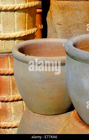 Ceramic garden pots on sale in a garden centre england uk Stock Photo
