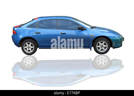modern blue car isolated on the dark background Stock Photo