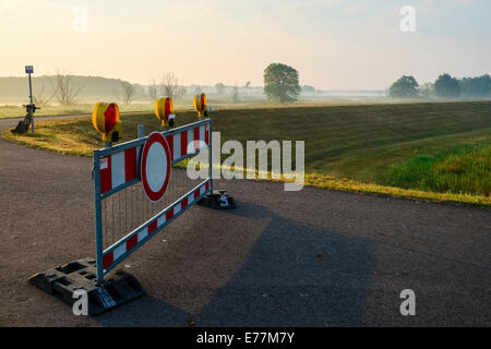 Barrier at Oder-Neisse-bike trail near Eisenhüttenstadt, Brandenburg, Germany Stock Photo