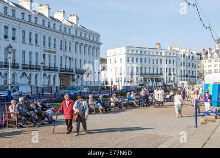 Old Age Pensioners  On Eastbourne Seafront UK Stock Photo