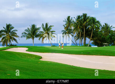 Mauna Lani Resort is a luxury ocean front Hawaii golf resort with two championship courses, North and South on the Kohala Coast Stock Photo