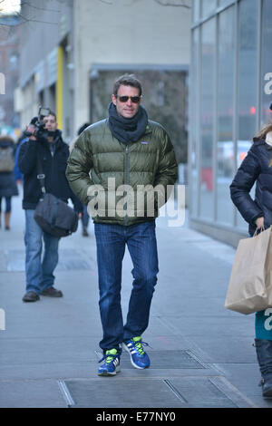 Scott Foley wrapped up warm in a quilted jacket a scarf returns to his hotel  Featuring: Scott Foley Where: Manhattan, New York, United States When: 06 Mar 2014 Stock Photo