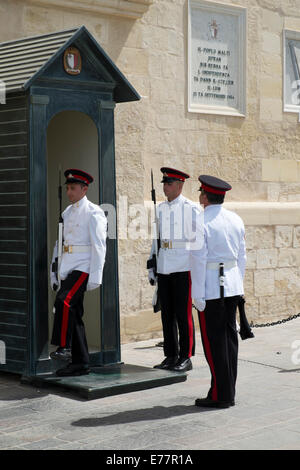 Changing of the guard at the Presidential Palace in St Georges Square, Valletta, Malta Stock Photo