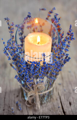 Lavender Candle on old wood