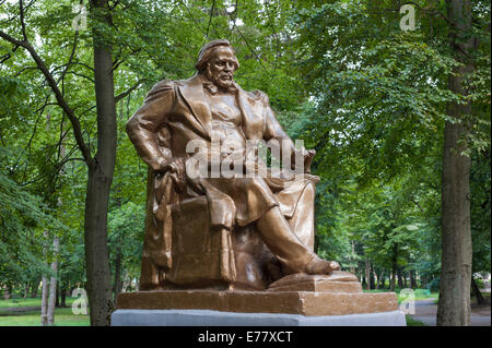 Monument to Mikhail Ivanovich Glinka, Russian composer, bronze on a stone pedestal in Jakobsruh Park, new park design as a Stock Photo