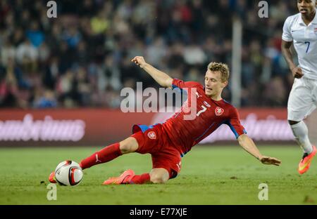 Czech Republic's Ladislav Krejci controls the ball during the soccer friendly between Czech Republic and USA in Prague, Czech Republic, 3 Septmember 2014. Photo: Thomas Eisenhuth/dpa - NO WIRE SERVICE - Stock Photo