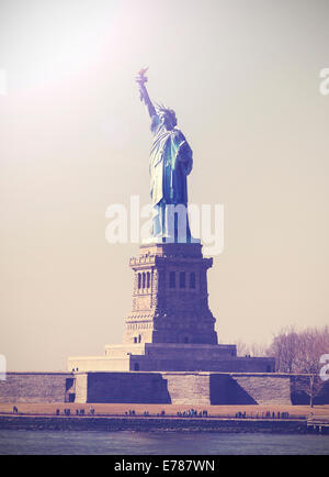 Vintage picture of Statue of Liberty, NYC, USA. Stock Photo