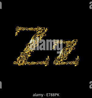 Richly decorated letter 'z' in upper and lower case. Stock Photo