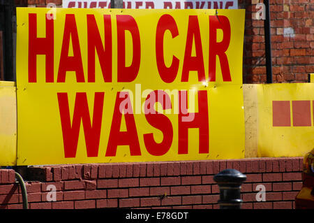 Hand car wash sign Stock Photo