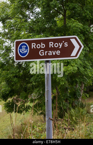 Rob Roy's Grave in the hamlet of Balquhidder above Loch Voil in Loch Lomond and The Trossachs National Park nr Glasgow Scotland Stock Photo