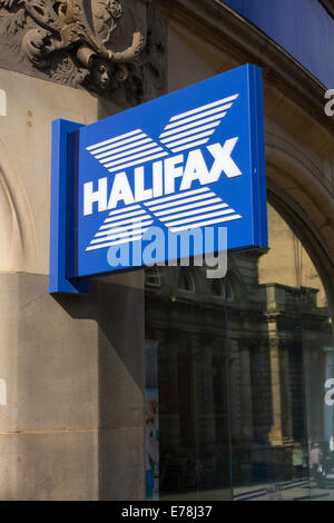 Halifax Building society and Bank street sign in Sheffield UK Stock Photo