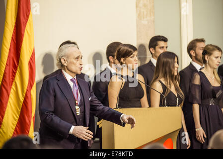 Sept. 9, 2014 - JOSEP CARRERAS I COLL, better known as JOSE CARRERAS, sings with the chorus of the Cambra del Conversatori del Liceu during the honor ceremony in recognition of his artistic career and humanitarian work with his leukemia foundation Credit:  Matthias Oesterle/ZUMA Wire/ZUMAPRESS.com/Alamy Live News Stock Photo