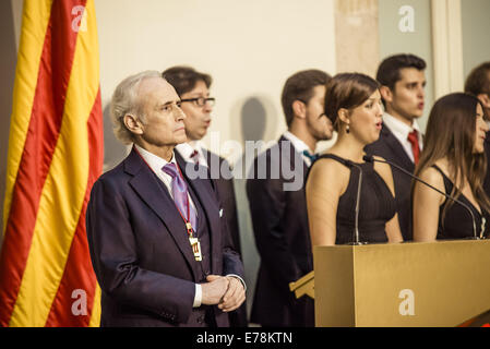 Sept. 9, 2014 - JOSEP CARRERAS I COLL, better known as JOSE CARRERAS, sings with the chorus of the Cambra del Conversatori del Liceu during the honor ceremony in recognition of his artistic career and humanitarian work with his leukemia foundation Credit:  Matthias Oesterle/ZUMA Wire/ZUMAPRESS.com/Alamy Live News Stock Photo