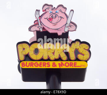 Porkys Burgers and More sign in San Antonio Texas Stock Photo