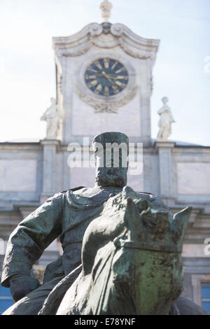 Monument to Emperor Alexander III is located in St. Petersburg, at the entrance to the Marble Palace. Stock Photo