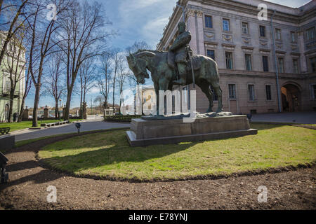 Monument to Emperor Alexander III is located in St. Petersburg, at the entrance to the Marble Palace. Stock Photo