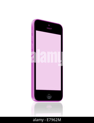 Digitally generated image of cell phone, iphone 5 purple. Stock Photo
