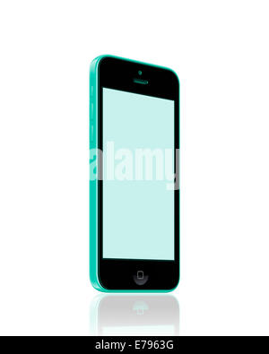 Digitally generated image of cell phone, iphone 5 green. Stock Photo