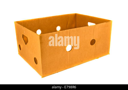 empty used cardboard box package isolated on white background Stock Photo