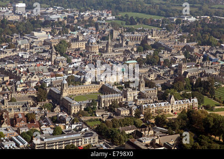 aerial view of Oxford city centre with University Colleges and the Bodleian Library prominent Stock Photo