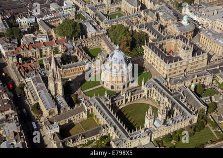 aerial view of Oxford city centre with University Colleges and the Radcliffe Camera & Bodleian Library prominent Stock Photo