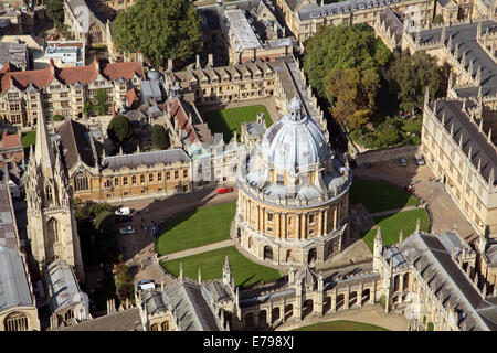 aerial view of Oxford city centre with University Colleges and the Radcliffe Camera & Bodleian Library prominent Stock Photo