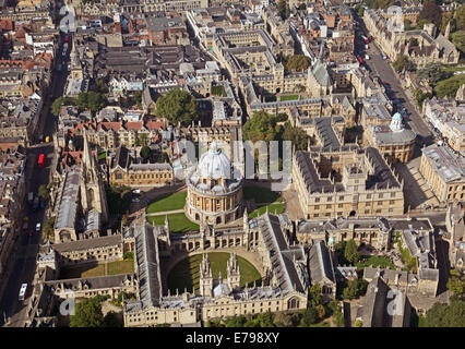 aerial view of Oxford city centre with University Colleges and the Radcliffe Camera & Bodleian Library prominent Stock Photo