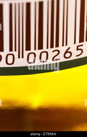 barcode on a pickle jar close up Stock Photo