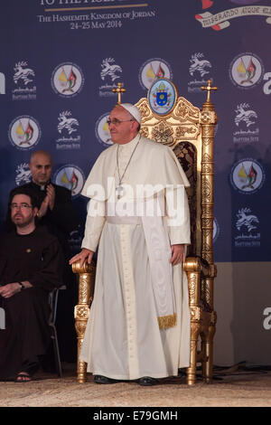 Pope Francis visits the new Catholic church at the Baptism Site, on the banks of the River Jordan, in Jordan. Stock Photo