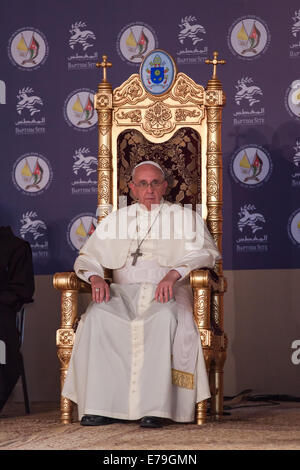 Pope Francis visits the new Catholic church at the Baptism Site, on the banks of the River Jordan, in Jordan. Stock Photo