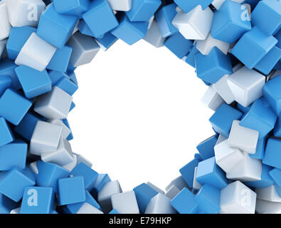 Abstract geometric shape from white blue cubes Stock Photo