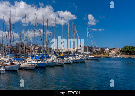 Sailing boats in the port of Palermo Stock Photo