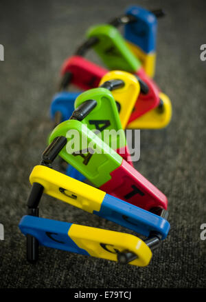 DNA model showing base pairs AT and CG (A - Adenine T - Thymine G - Guanine C - Cytosine) Stock Photo