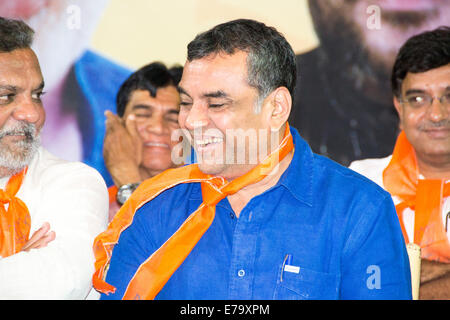 Gujarat, India. 10th Sep, 2014. Paresh Rawal along with gujarat cm in party campaigning for Assembly and one Lok Sabha seat in Gujarat, India. Credit:  Nisarg Lakhmani/Alamy Live News Stock Photo
