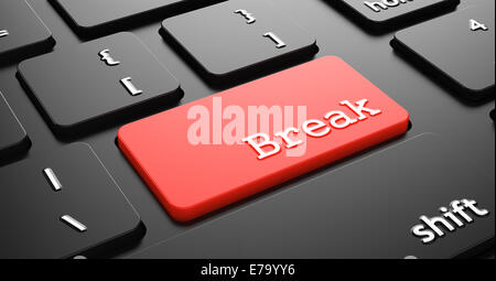 Break on Red Keyboard Button. Stock Photo