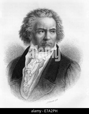 Ludwig van Beethoven (1770-1827), German Composer, Engraving, 1873 Stock Photo