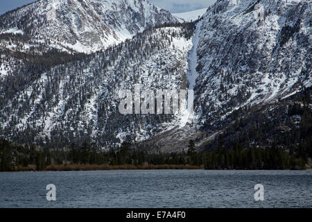 Silver Lake, near June Lake, and snow on Carson Peak, Mono County, Eastern Sierra, California, USA Stock Photo