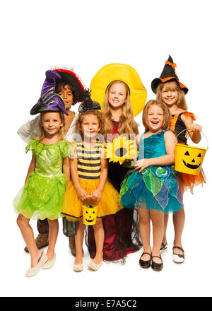 Group of kids in Halloween costumes Stock Photo