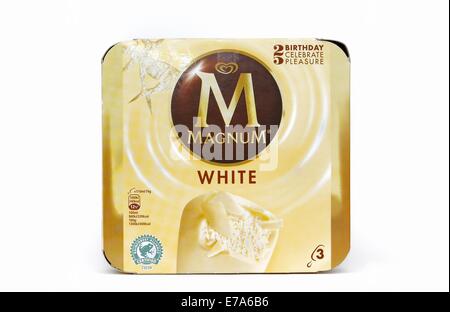 3 pack Magnum ice cream white chocolate bars Stock Photo
