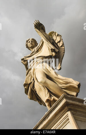 Angel with the Sudarium (Veronicas Veil)  on the bridge of Castel Sant'Angelo, Rome Italy Stock Photo