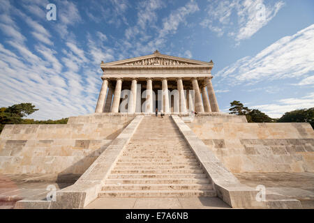 greek style neo-classical building of the Walhalla memorial above the Danube River, east of Regensburg, Bavaria, Germany, Europe Stock Photo