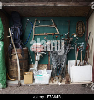 Loads of various tools and equipment stored in a storage space Stock Photo