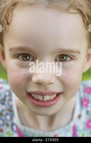 Close-up portrait of cute girl smiling Stock Photo