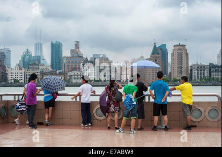 Young Chinese tourists in Shanghai, China. Stock Photo