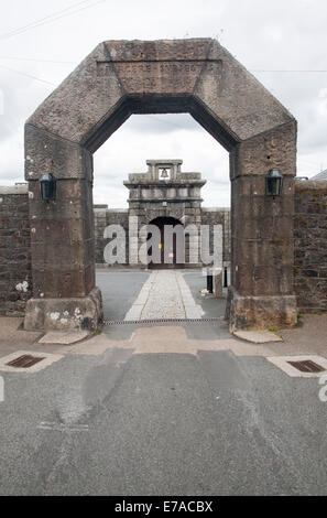 Entrance arches and doorway to Dartmoor prison, Princetown, Devon, England Stock Photo