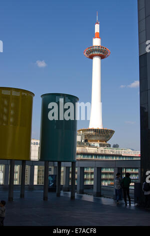 Kyoto Tower, from the top of Kyoto Station in Japan Stock Photo