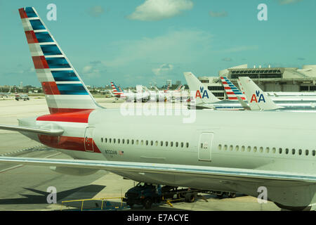 American Airlines planes at Miami International airport Stock Photo